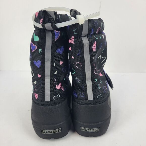 Northside Frosty Polar Boots Toddler Black Purple Hearts 3M Thinsulate Size 10 - Picture 9 of 11